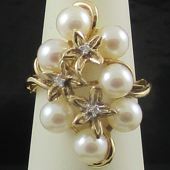 14K YELLOW GOLD CULTURED FRESHWATER PEARL RING - Picture 4 of 6